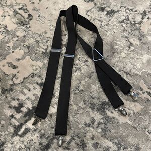 Black suspenders. Chrome clasps